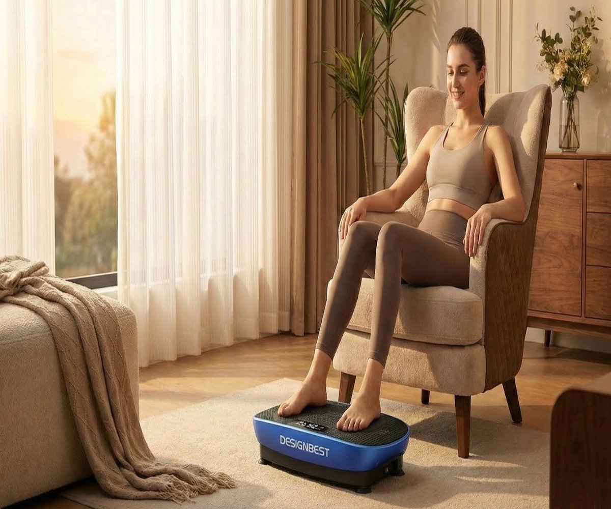 Trilplaat Fitness Platform voor Full Body Training – VibeForm Pro – 10 Vibratieniveaus – Spieropbouw & Vetverbranding – Met Bluetooth Speaker & Weerstandsbanden – Compact & Stil Designbest