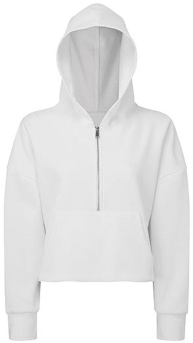 TriDri - Dames Hoodie met halve Rits - White maat L/XL