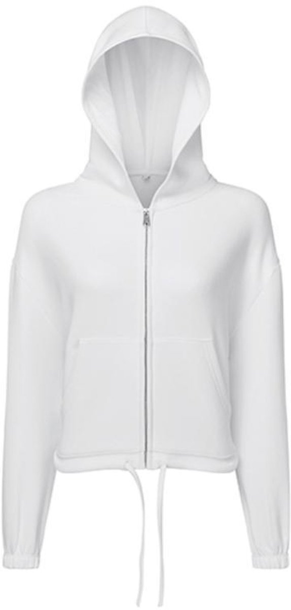 TriDri - Drawstring Dames Hoodie met Rits Recycled - White maat XS