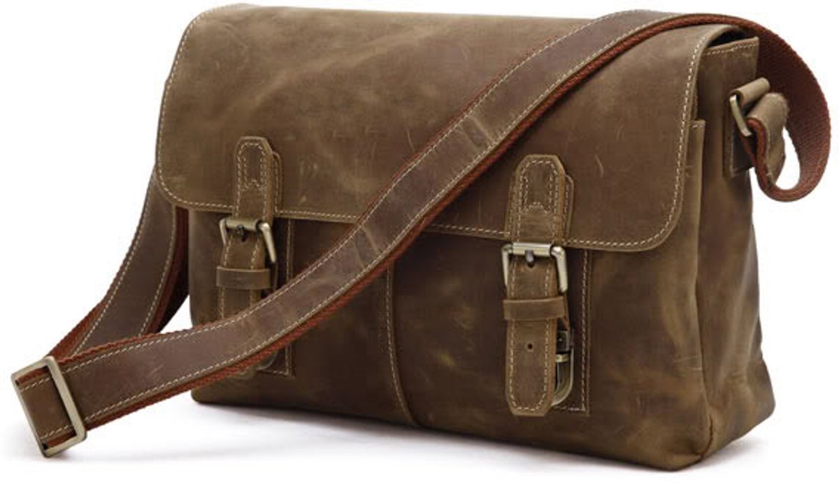 Bruine Leren Retro Messenger Bag