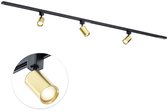 Focus III - Éclairage sur rail Monophasé - GU10 - 200cm - I-forme - 3 spots - Système sur Rail - Or
