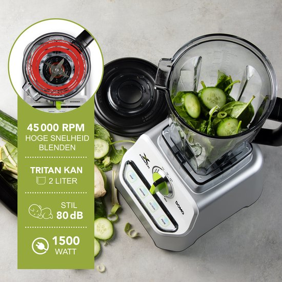 DOMO DO747BL Power Blender - Xpower - Smoothie Maker met Tritan Kan - 2L - 1500W van Domo — afbeelding 2