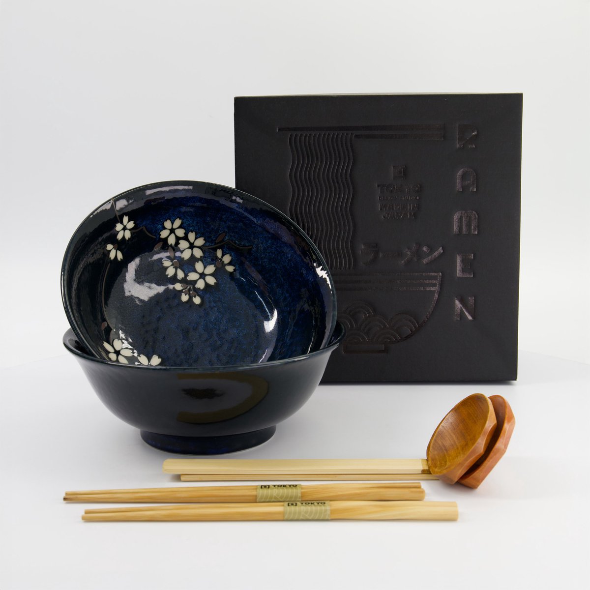Tokyo Design Studio – Cobalt Blue Sakura – 6-delige Ramen Giftset – 20,5x8cm – 1200ml