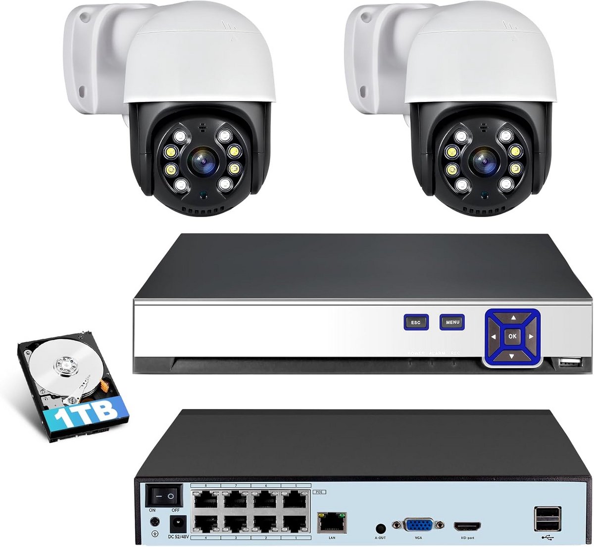 4K Outdoor Bewakingscamera Systeem met POE NVR en 1TB Opslag