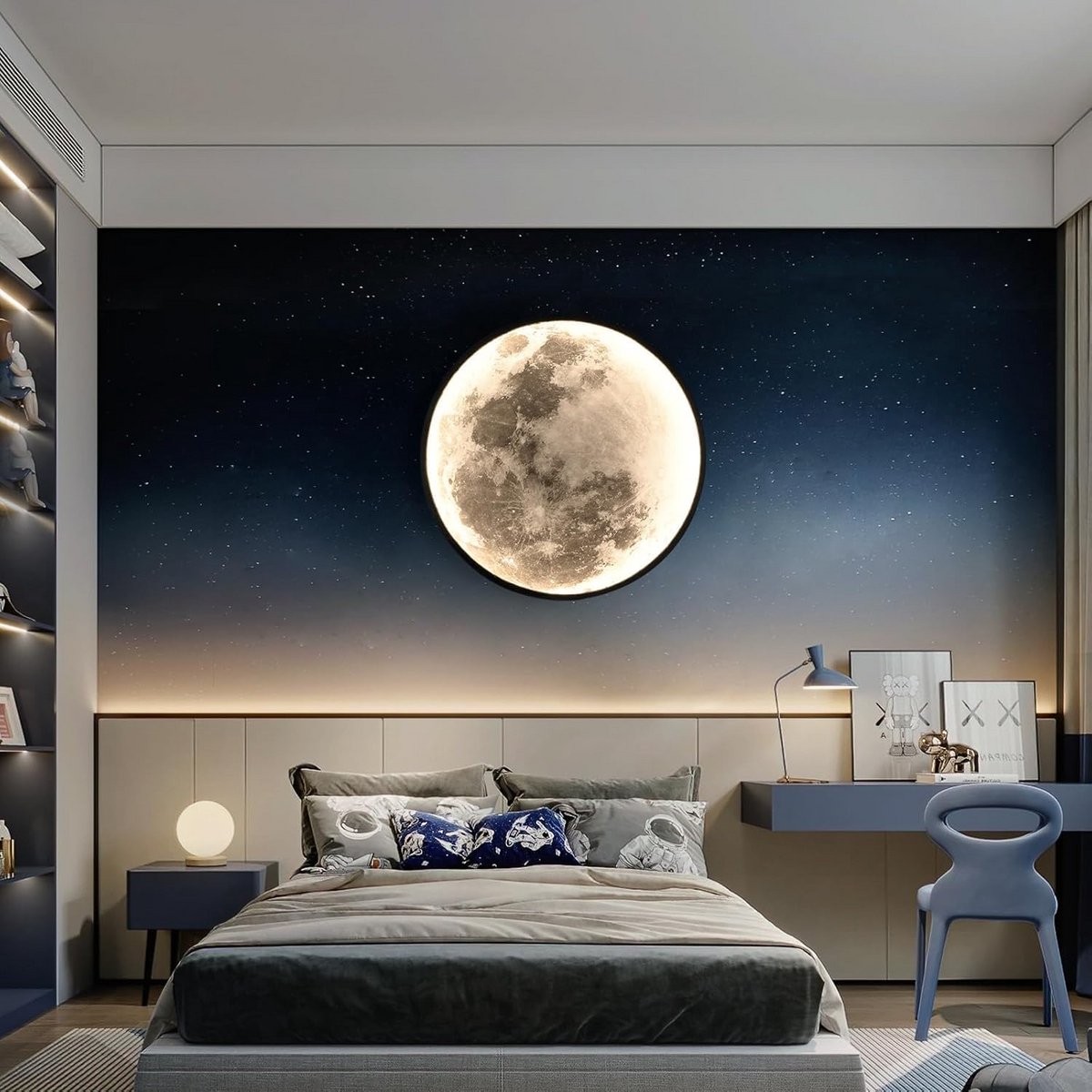 Dimbare Ronde LED Maan Wandlamp met Afstandsbediening Modern Nachtlampje