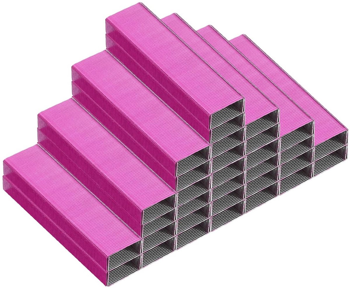 Standaard Nietjes 26/6 in Roze-Rood - Voor 20 Vellen Papier