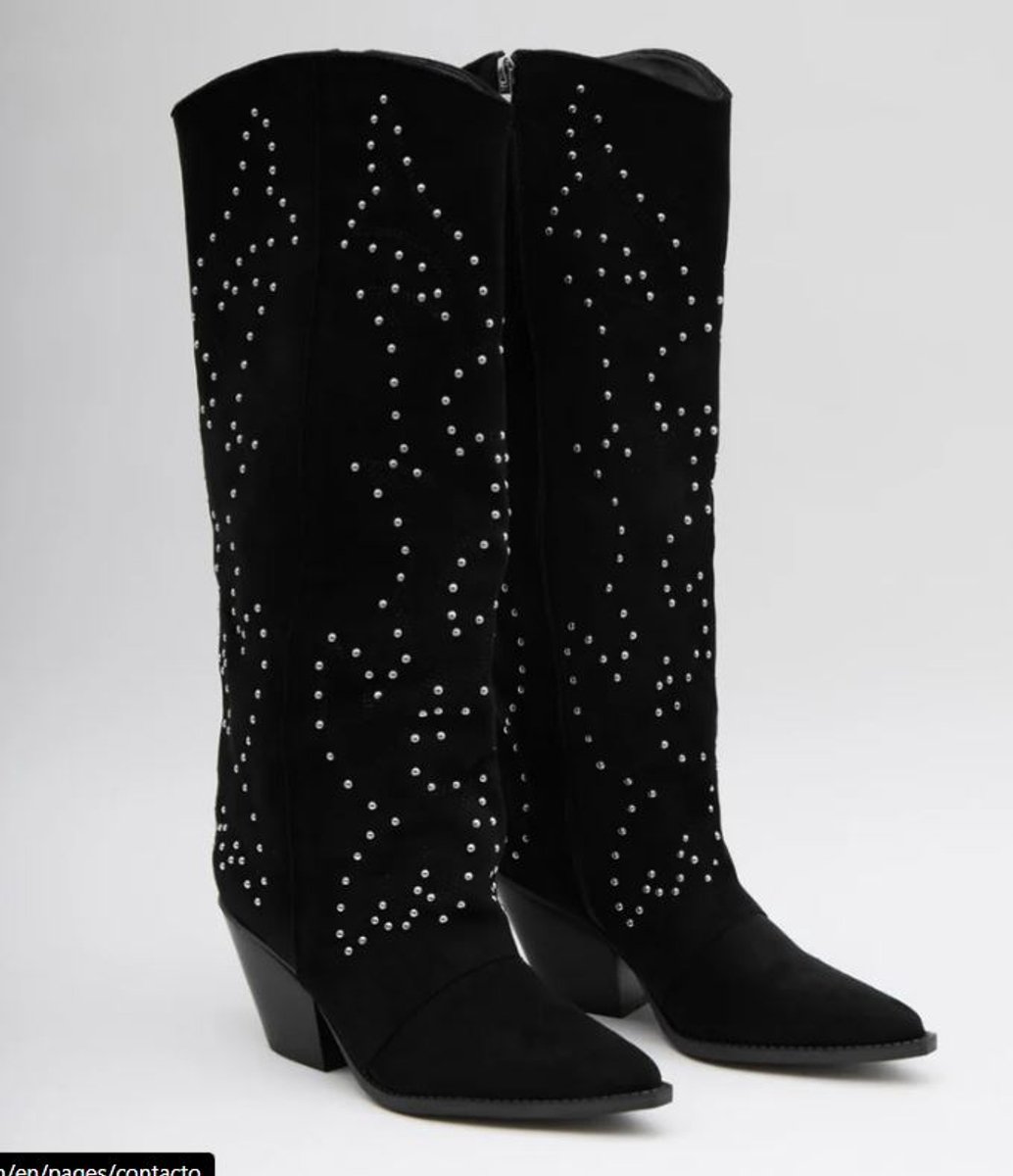Buonarotti - laarzen - lange laarzen - cowboylaarzen - zwart - suedine - met rits - met studs - kaplaarzen - maat 37 - hakhoogte 6 cm