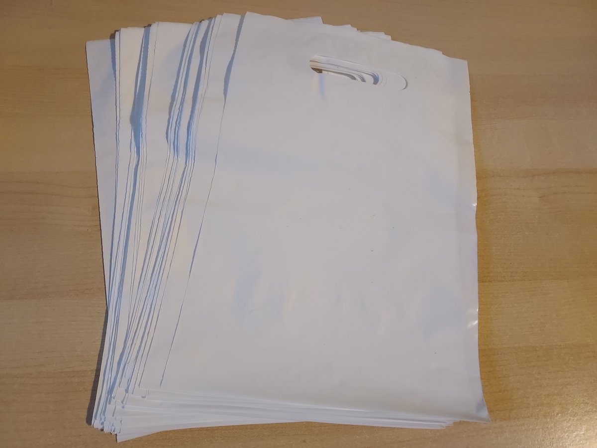Plastic draagtas wit, DKT-tas, 22 x 33 cm, (100 stuks).