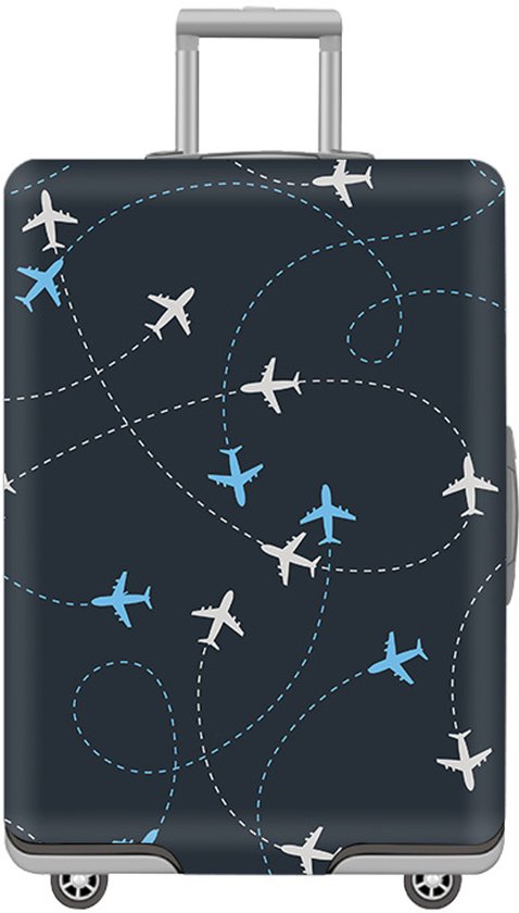 Kofferhoezen,Reisbagage Cover Mode Creatieve Stempel Hoofdstuk Print Kofferbeschermer Dikker Elastische Spandex Trolley Case Beschermhoes Past 18 Tot 32 Inch Bagage, S (Fit 18, 21 Koffer