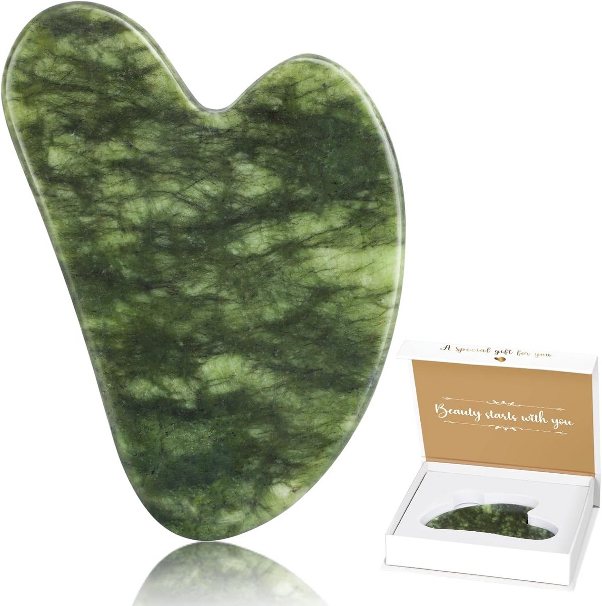 Natuurlijke Groene Jade Gua Sha Steentool voor Gezicht en Lichaam