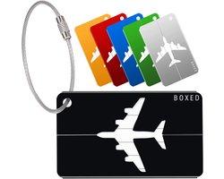 Boxed Bagagelabel - 6 stuks - Aluminium - Bagagelabels voor Koffers - Kofferlabels - Reisaccessoires - Meerdere Kleuren