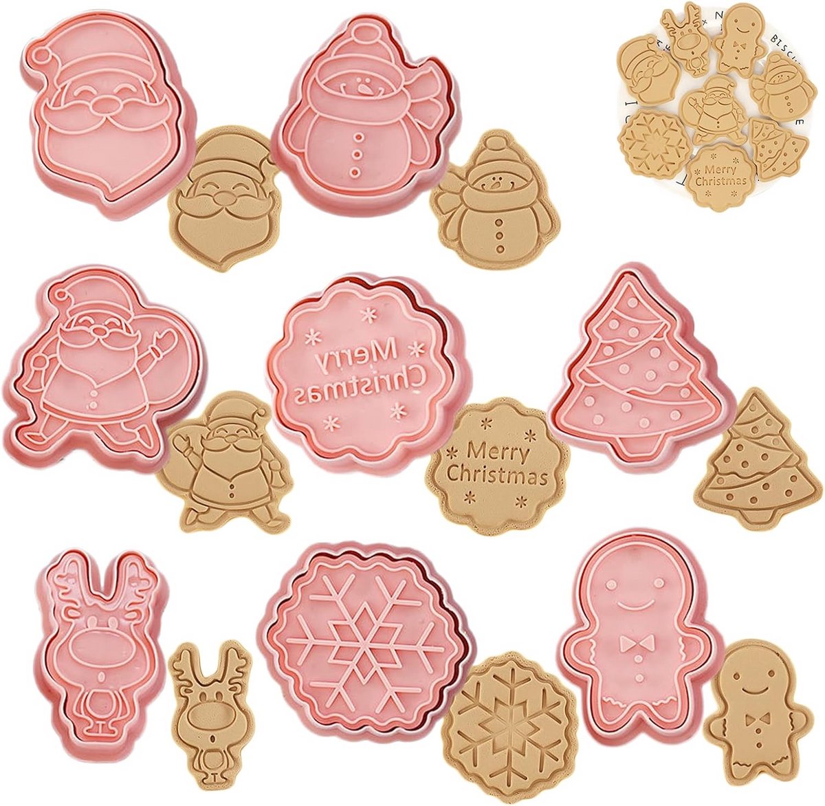 8 Delige Set Kerst Koekjesvormen Uitsteekvormpjes Kunststof Bakset