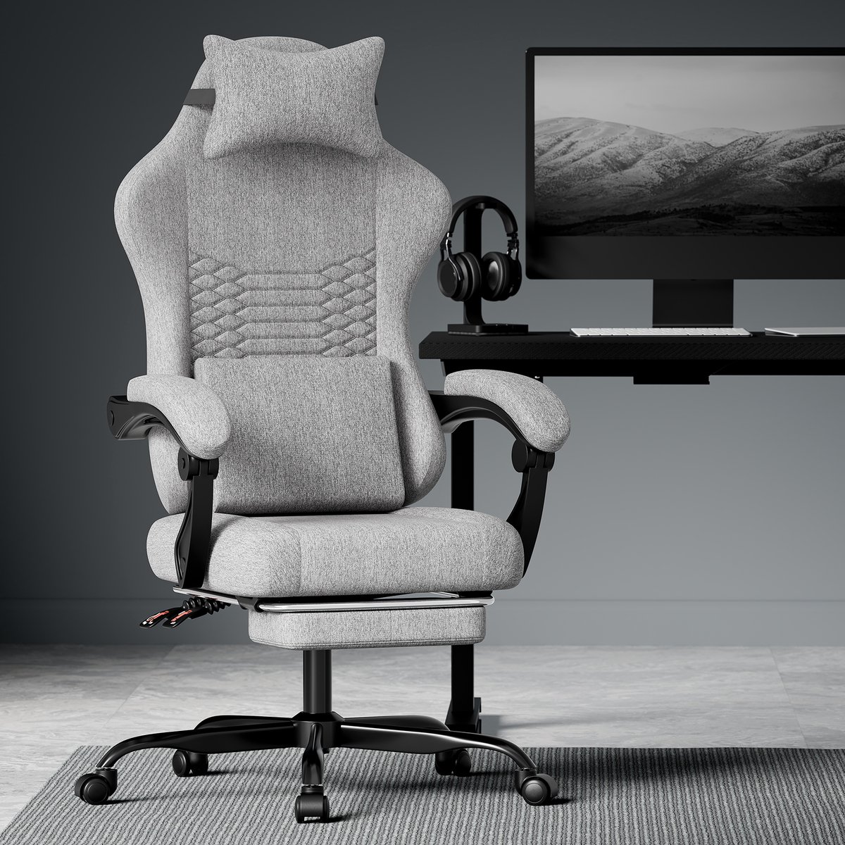 Gamingstoel Ergonomisch met Massage en Hoofdsteun - - afbeelding 3