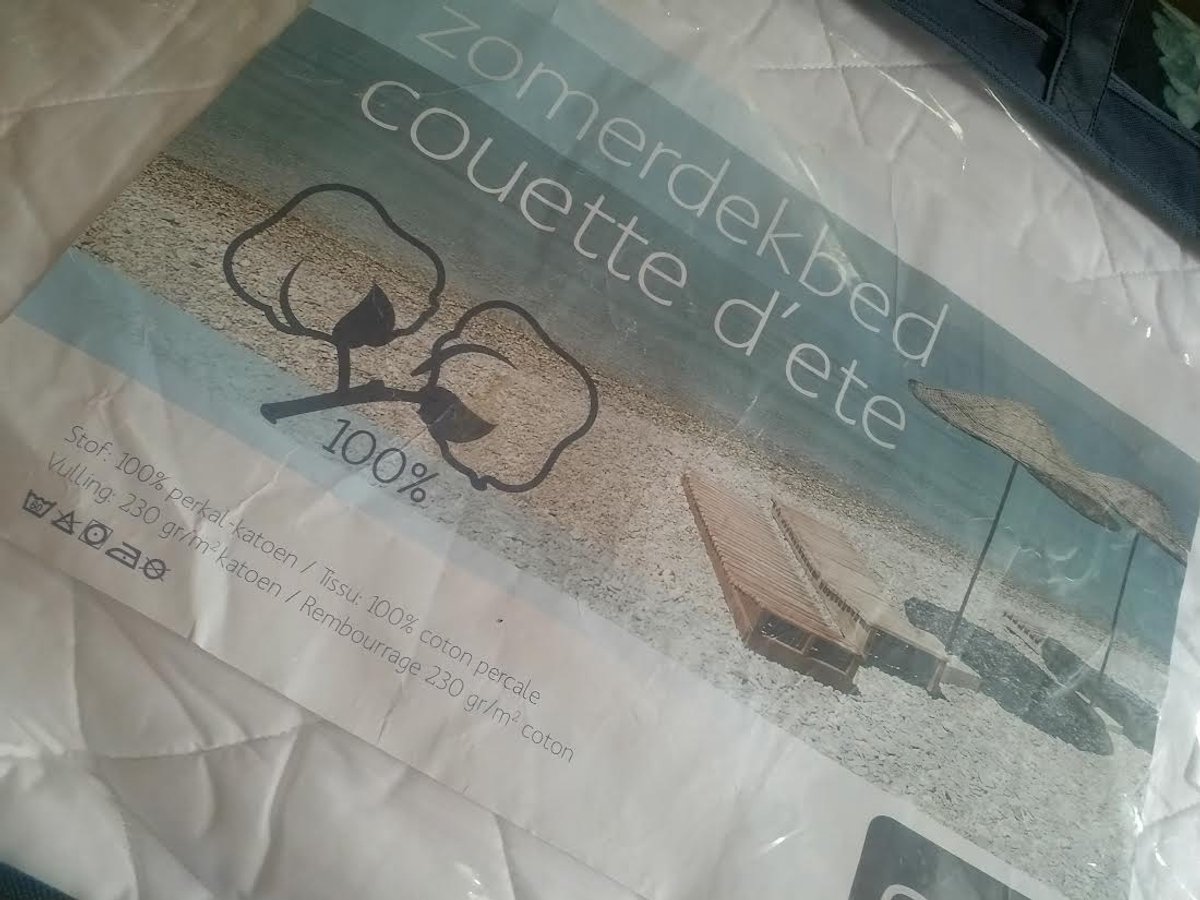 Cley, Katoenen Zomerdekbed, Tijk van Perkal Katoen, 230 Gr / M2, 200 x 200 cm