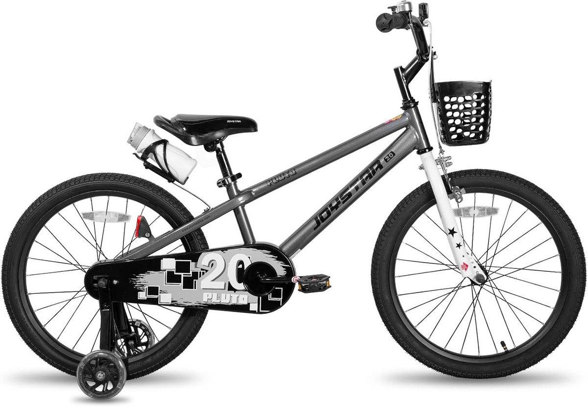 Kinderfiets 18 inch voor jongens en meisjes 6-8 jaar met zijwieltjes en mand