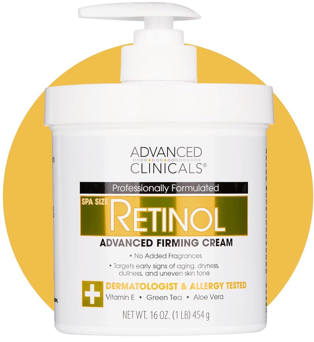 Advanced Clinicals Original Active Retinol Serum - Met Vitamine E - Gezichtscream - Collageen - Anti Aging - Celvernieuwing - Anti-Acne - Tegen Mee-eters en Grove Poriën - Tegen Pigmentvlekken - 454g