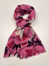 Zachte sjaal met witte bloemen 6 kleuren van 50% katoen en 50% viscose