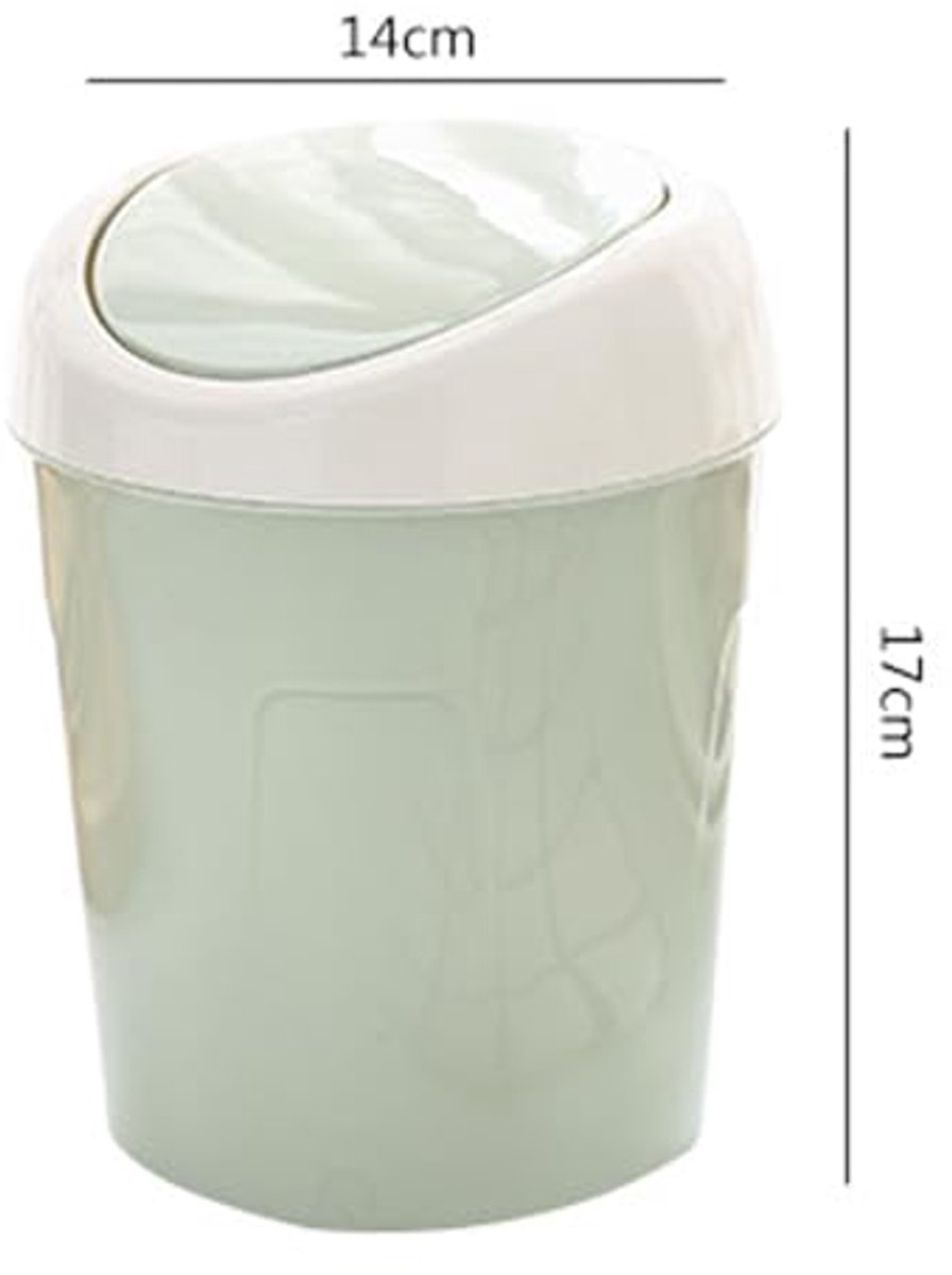 Mini Desktop Trash Can with Swing Cover, Mini Trash Can, Removable Small Trash Can, Small Plastic Trash Can, Small Desktop Waste Bin for Home, Office, Kitchen (GREEN)