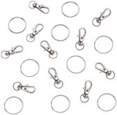 Sleutelhanger Set 10 Sets - 10x Musketonhaak met Sleutelring - Metaal - 10 Ringen & 10 Musketonhaakjes