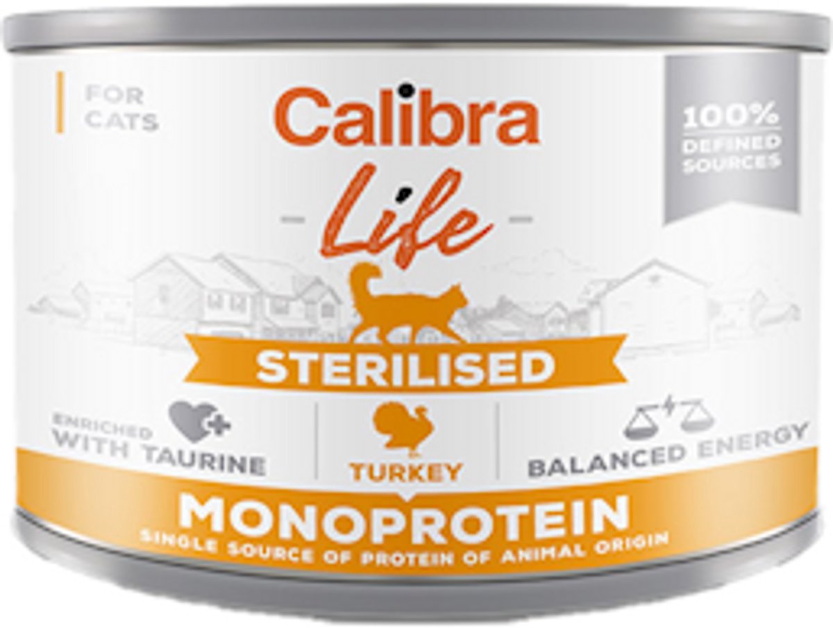Calibra Cat Life Sterilised Natvoer - Kalkoen - 6 x 200 gram