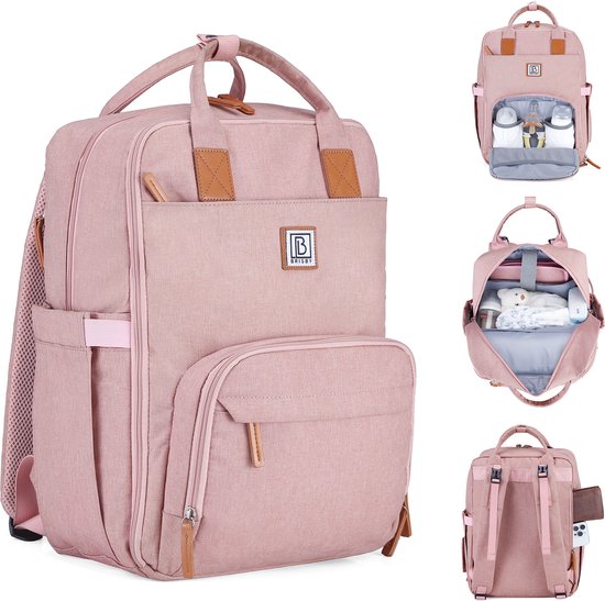 Brisby slijtvaste Luiertas – met buggymontage – roze