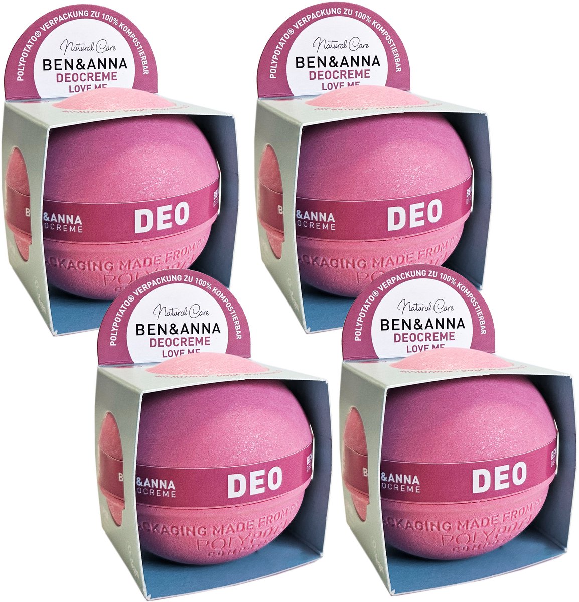 Ben & Anna - Love Me - Poly Potato Deocrème - 4 Pak- 4x 40GR - Voordeelverpakking