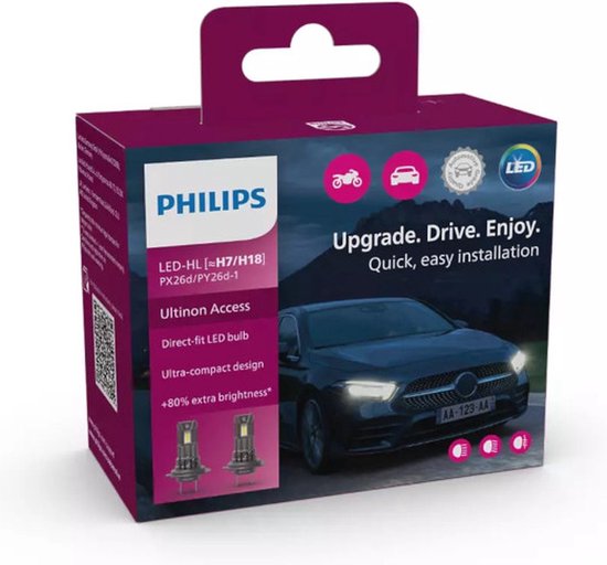 Philips Ultinon Access LED H7 set 11972U2500CX +80% PLUS DE LUMIÈRE