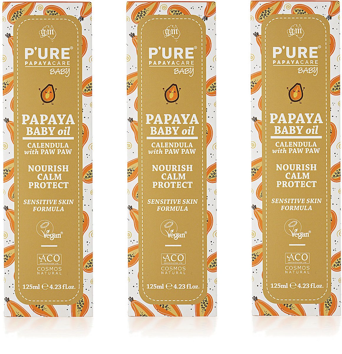 P'ure Papaya care - Papaya Baby Olie - Natuurlijk - 3 Pak - Voordeelverpakking