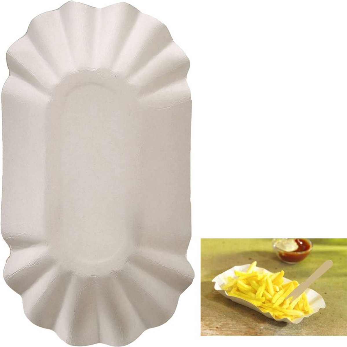 20 witte kartonnen trays van 16x9 cm