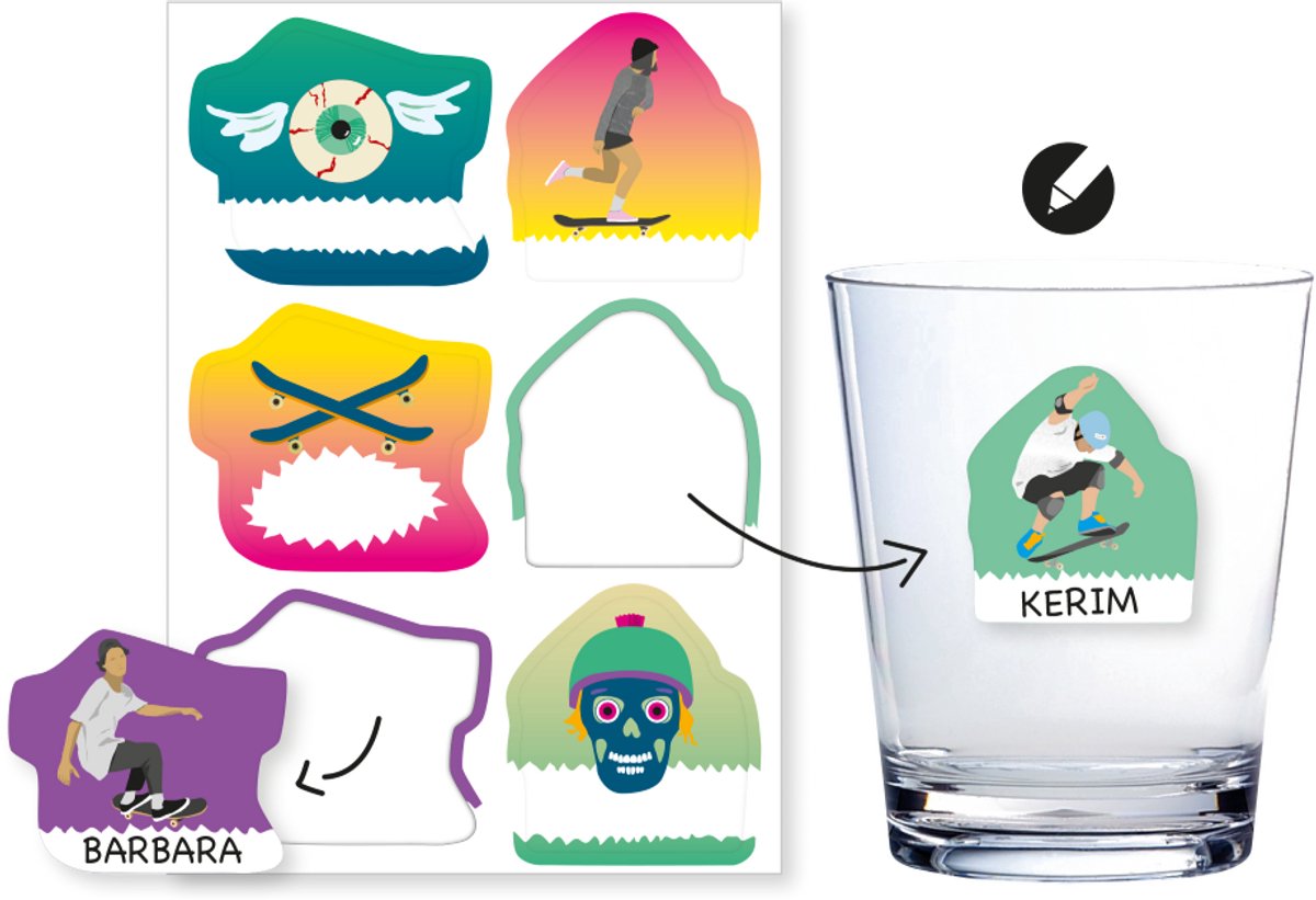 6 Blijf rollende naamstickers