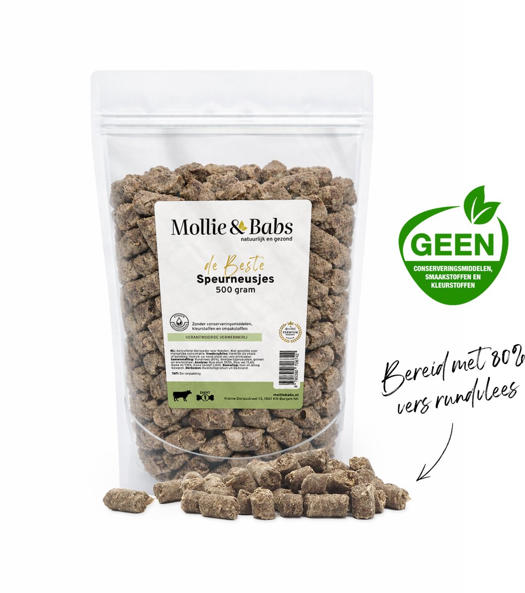 Mollie & Babs - Speurneusjes - Hondensnacks - Trainers - Trainer Snack - 80% Vers Vlees - Gezond en Zonder Toevoegingen - 500 gram