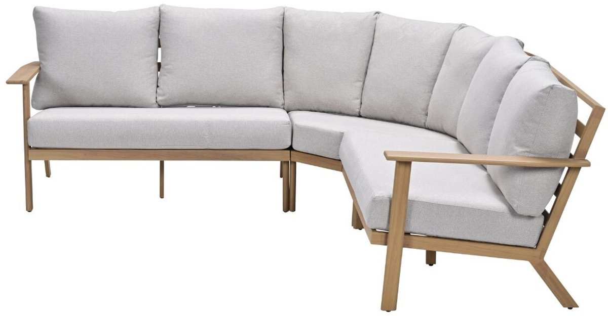 Chicago aluminium loungeset -natural teak look