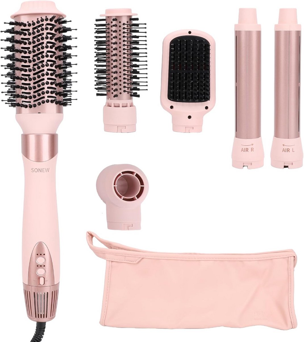 6-in-1 Föhn en Haarstyler met Krultang, Borstel en Stijltang