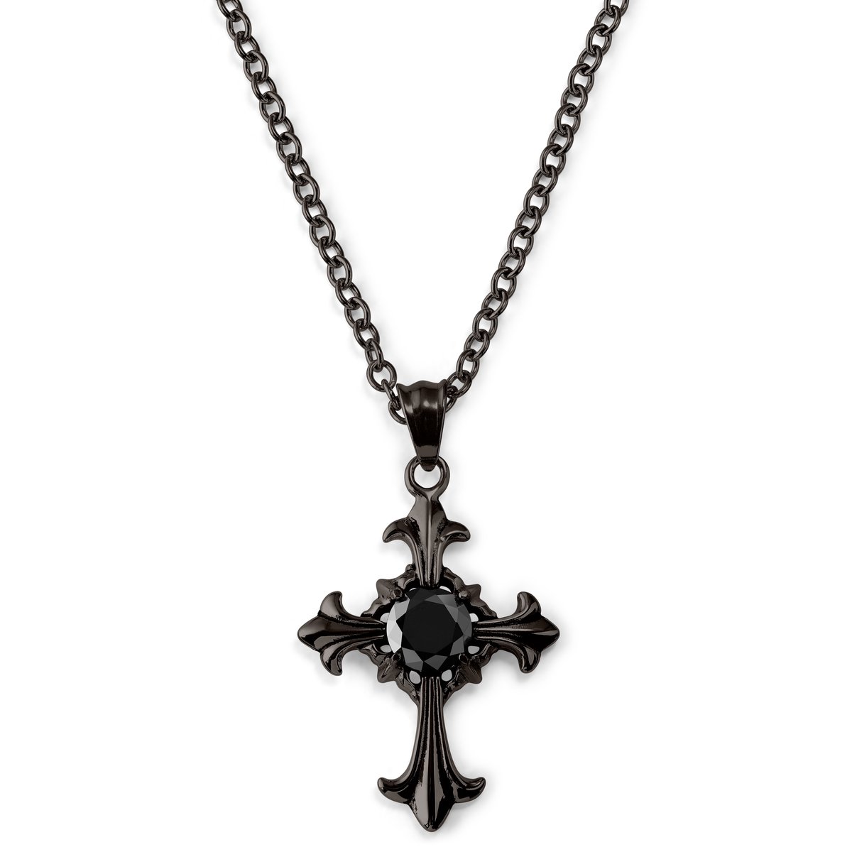 Gunmetalkleurige Gotische Kruisketting