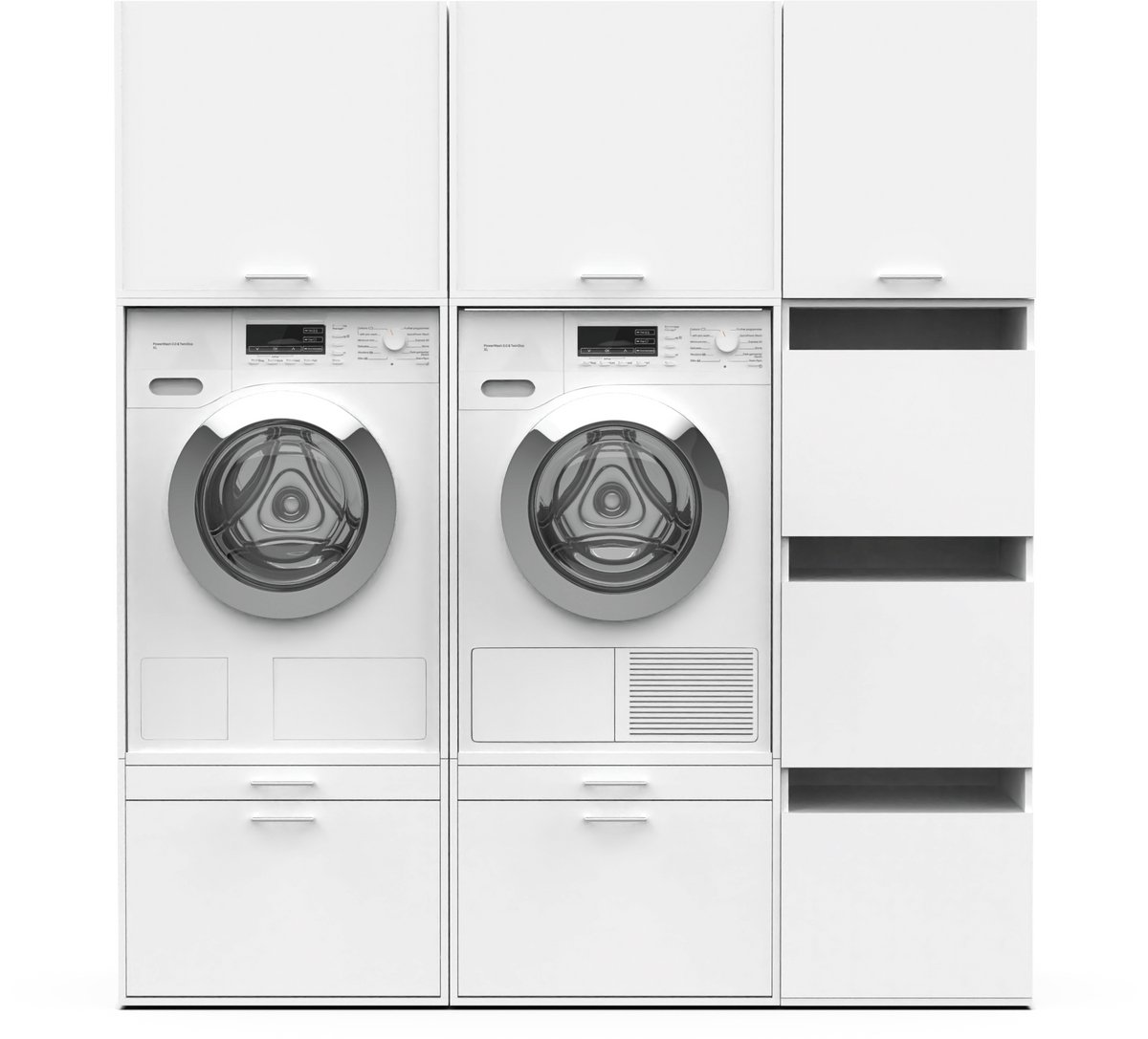 Washcab® Wasmachine Kast - Wasmachine Verhoger - Wasmachine Ombouw - Wit - Duo Set High 3