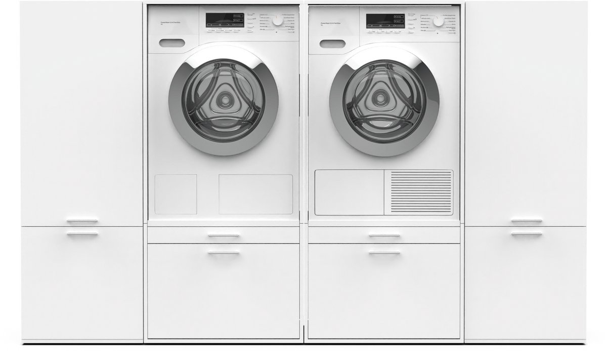 Washcab® Wasmachine Kast - Wasmachine Verhoger - Wasmachine Ombouw - Wit - Duo Set Low 4