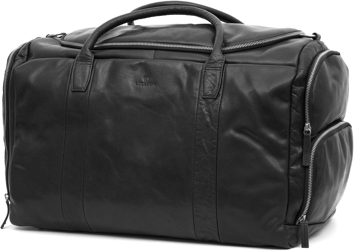 Montreal Grote Zwarte Leren Duffel Bag