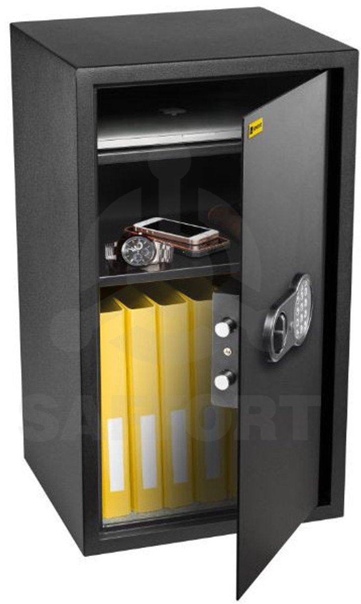 HomeSafe HV70E kluis - elektronisch met 2 mm staal - 1 stuk - zwart RAL 9005 met 10.000 codes en mechanische sleutel voor noodopening