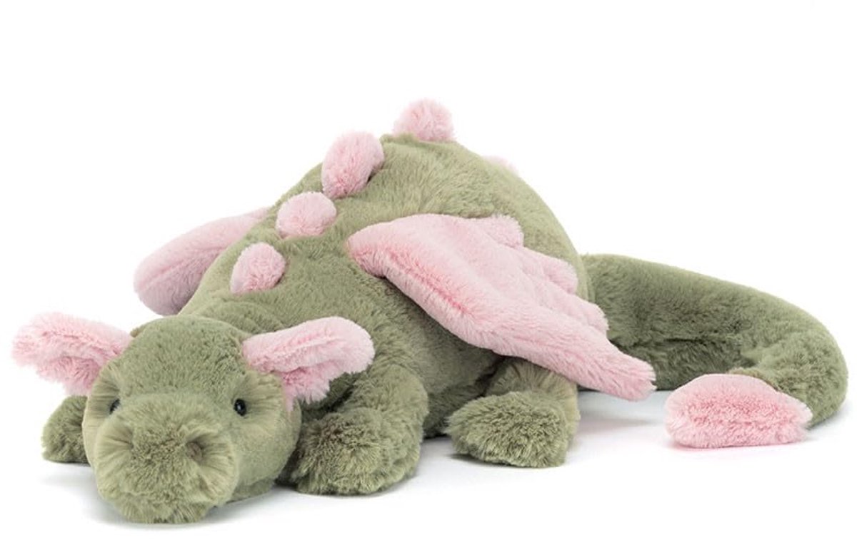 Kraftverdia Pluche Knuffel - Draakkussen Drake Knuffel - 60cm - Schattig en Rustgevend - Sknuffel Dino Speelgoed - Matcha Groen