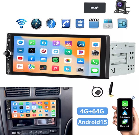 Hikity 1 Din Autoradio Apple Carplay & Android Auto, 5 Pouces HD Écran