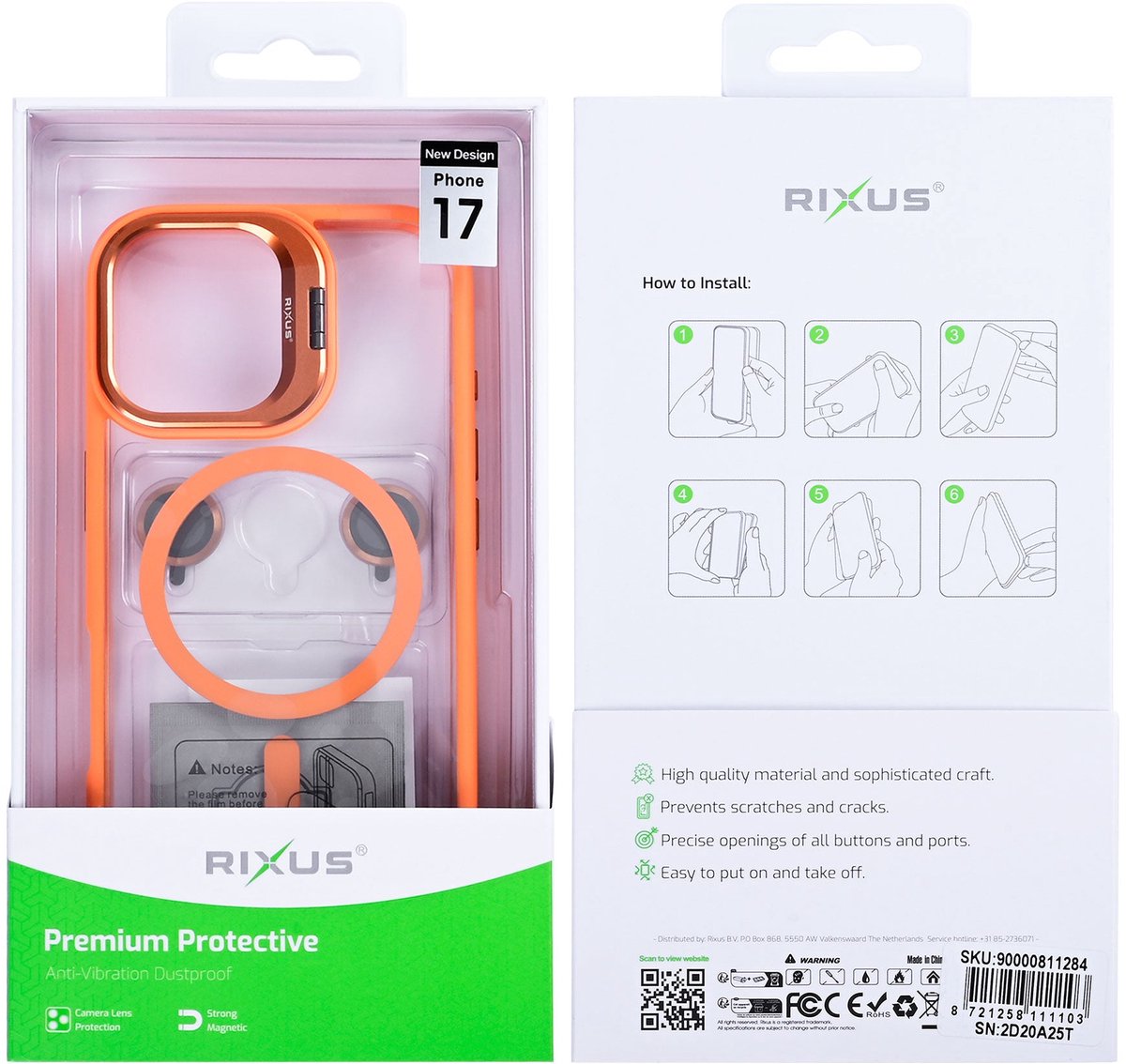 Rixus Classic 03 Case With MagSafe For Apple iPhone 17 Orange