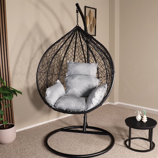 Egg hangstoel zwart roundabout ei stoel hang