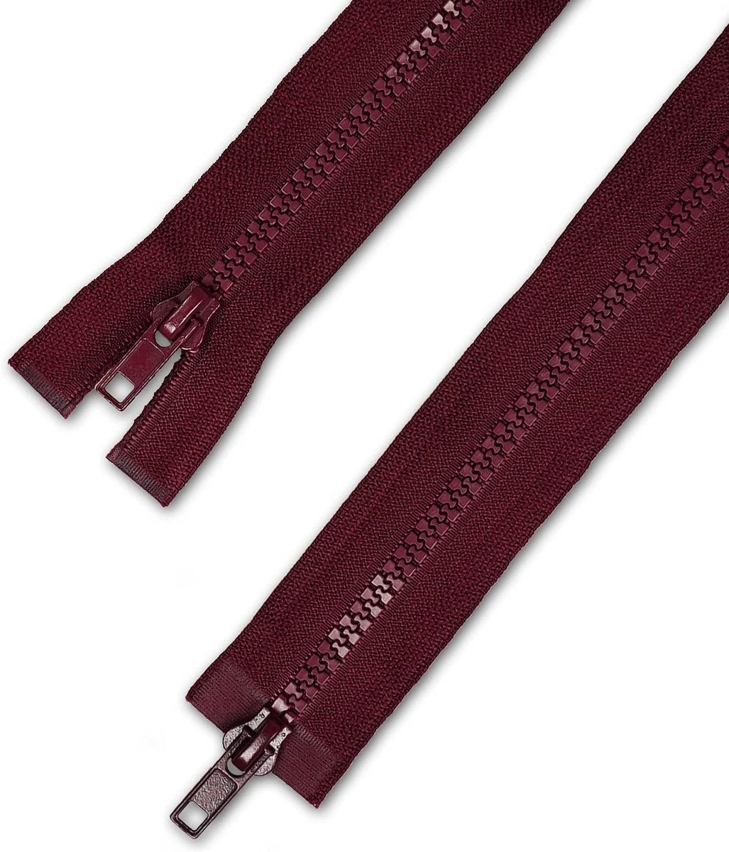 Tweeweg rits Bordeaux met brede kunststoftanden - 70 cm lang
