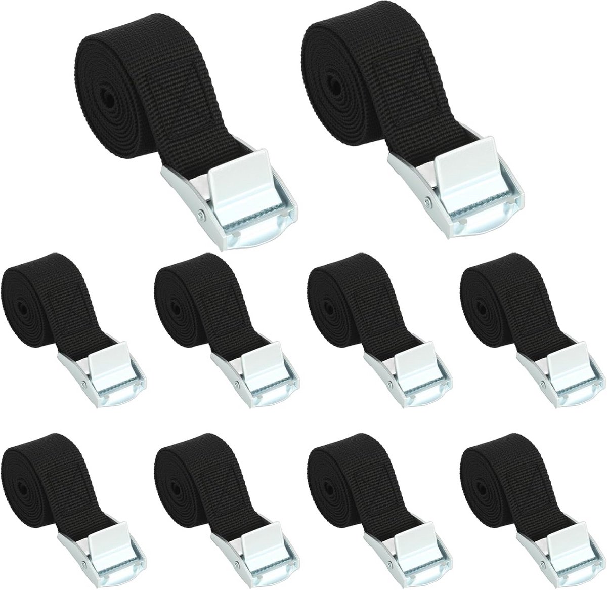 10x Spanbanden met Klembandsluiting 25mm x 1m - Verstelbaar voor Bagage, Fiets en Motor Vastzetten