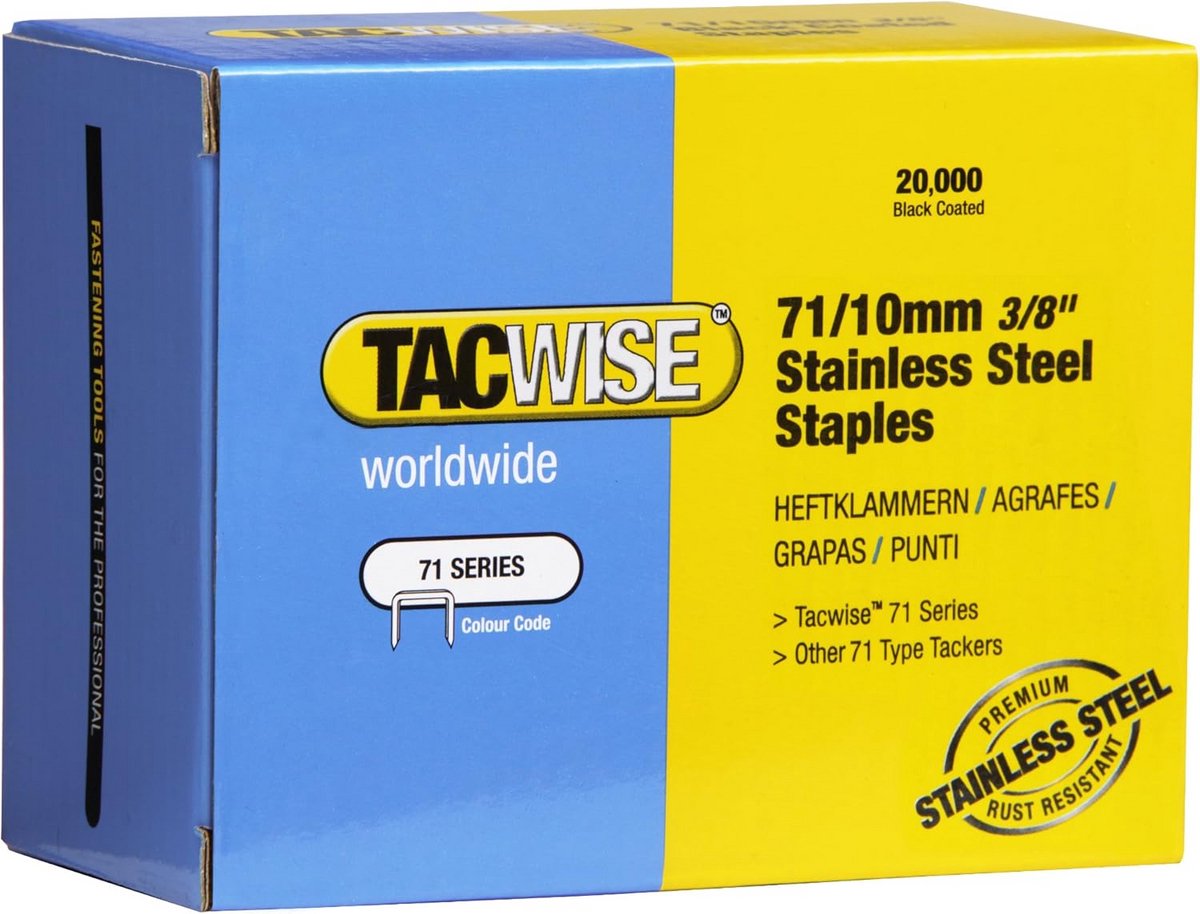 Roestvrijstalen Stoffeerdersnieten Type 71/10 mm - 20.000 Stuks
