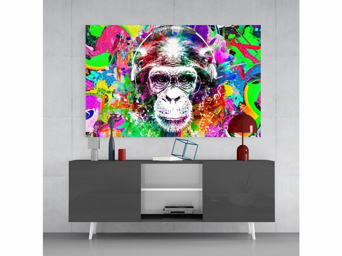 Insigne Art Glasschilderij Dieren - Kleurrijk - App - Schilderij - Wanddecoratie - Print Op Glas - 72x46 cm - 4 mm