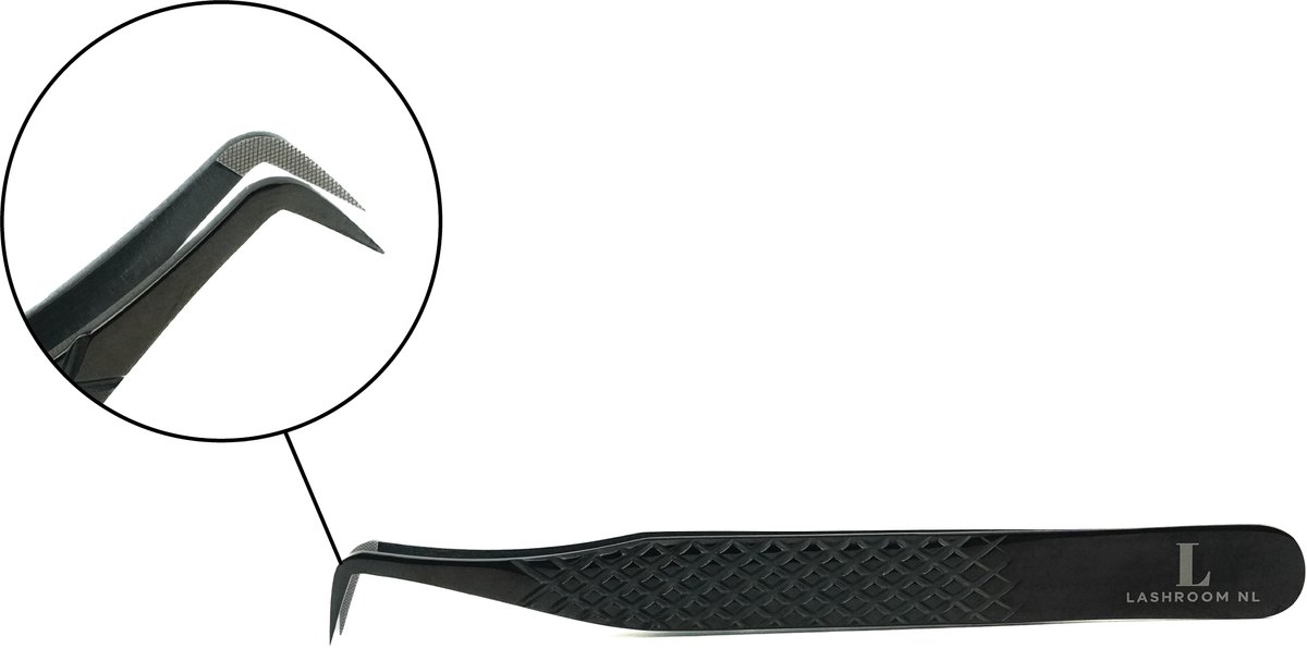 Wimper extension pincet - Booth fiber grip diamond - Zwart