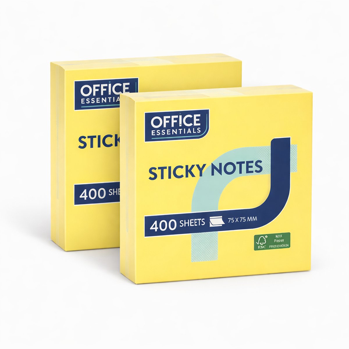 Sticky Notes – 2 Stuks – 400 Vellen per Blok – 75 x 75 mm – Zelfklevende Notitieblaadjes – Geel – Kantoor & Thuis