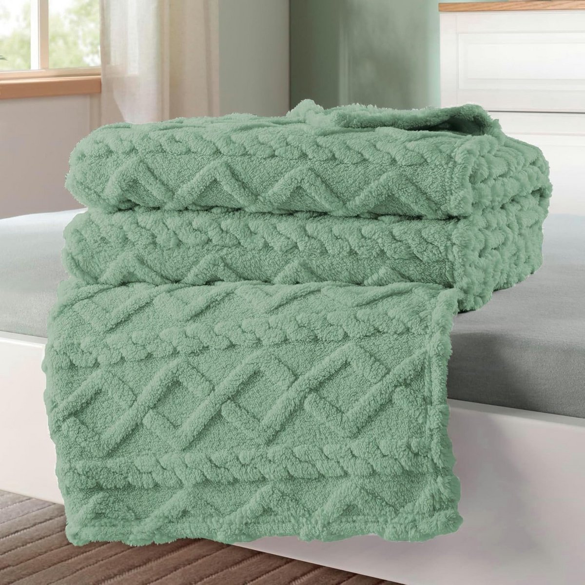Luxe Woondeken Groen Plaid voor Bank en Sofa 150x200 cm