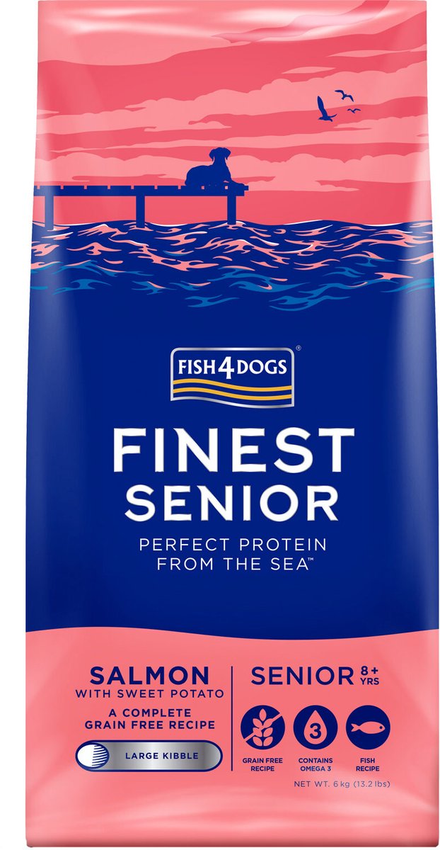 Fish4Dogs Finest Senior Zalm met Zoete Aardappel (Large Kibble) - 12kg